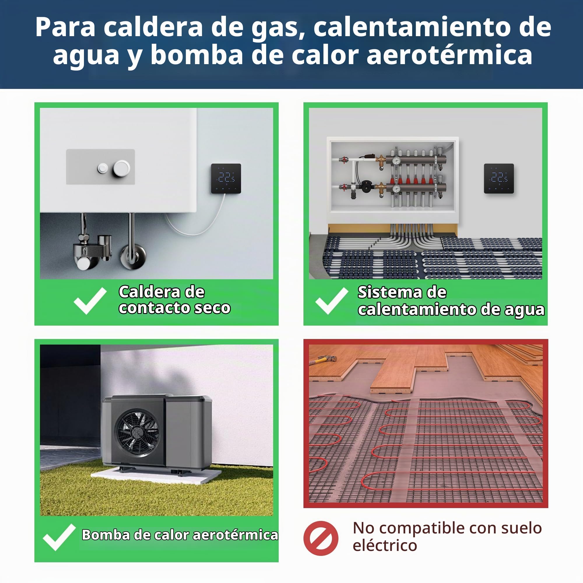 Beok Termostato WiFi para Caldera, programación Diaria, controlable a través de Tuya o Smart Life, Compatible con Alexa y Google Assistant, Control por Voz, 230 V, termostato Empotrado Negro.