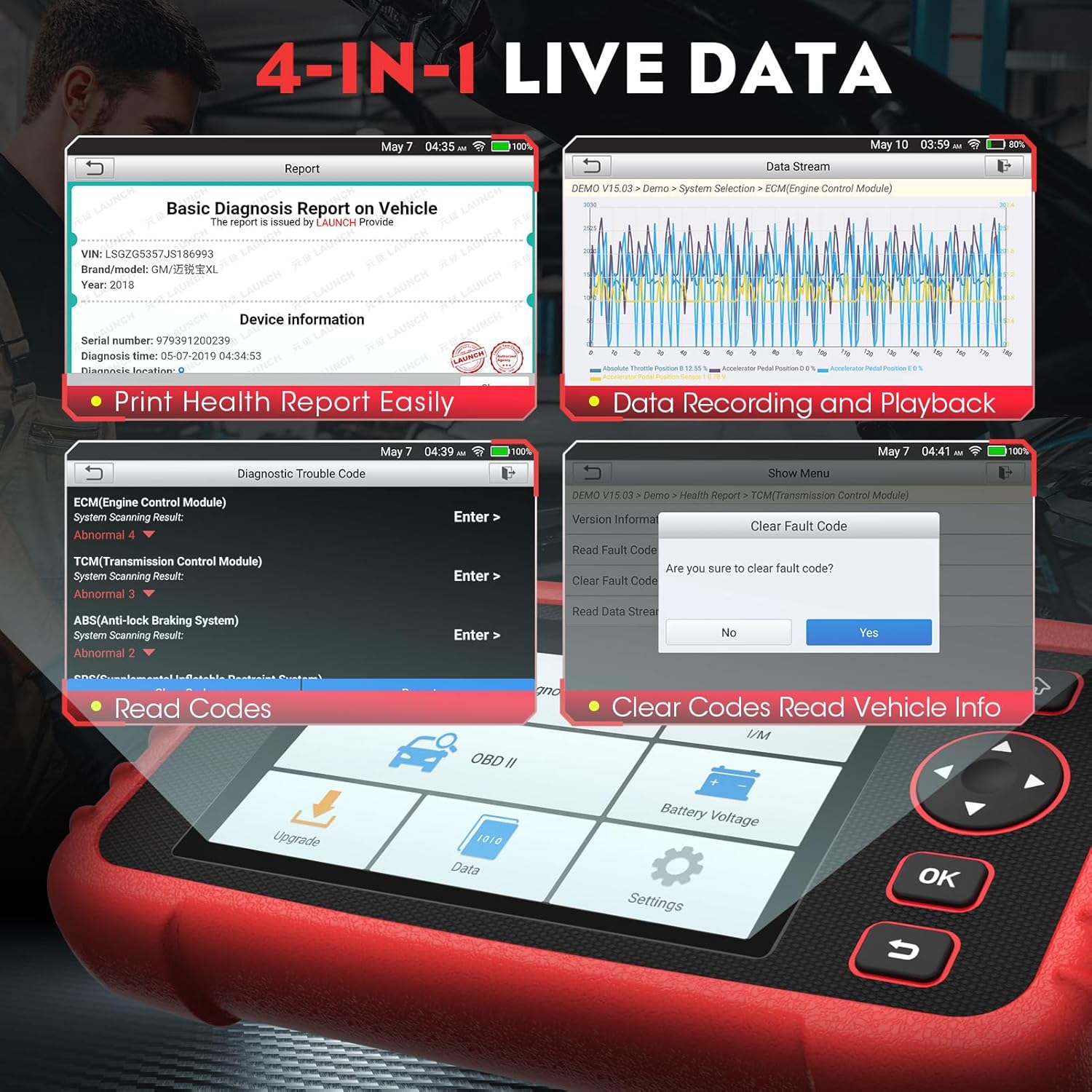 Launch OBD2 Scanner CRP123X Elite, 2026 Lifetime Update WiFi Scan Tool, Engine at SRS Airbag Scanner, 3 Resets Diagnostic Scanner, Code Reader for All Cars, AutoVIN, FCA SGW, Voltage Monitor