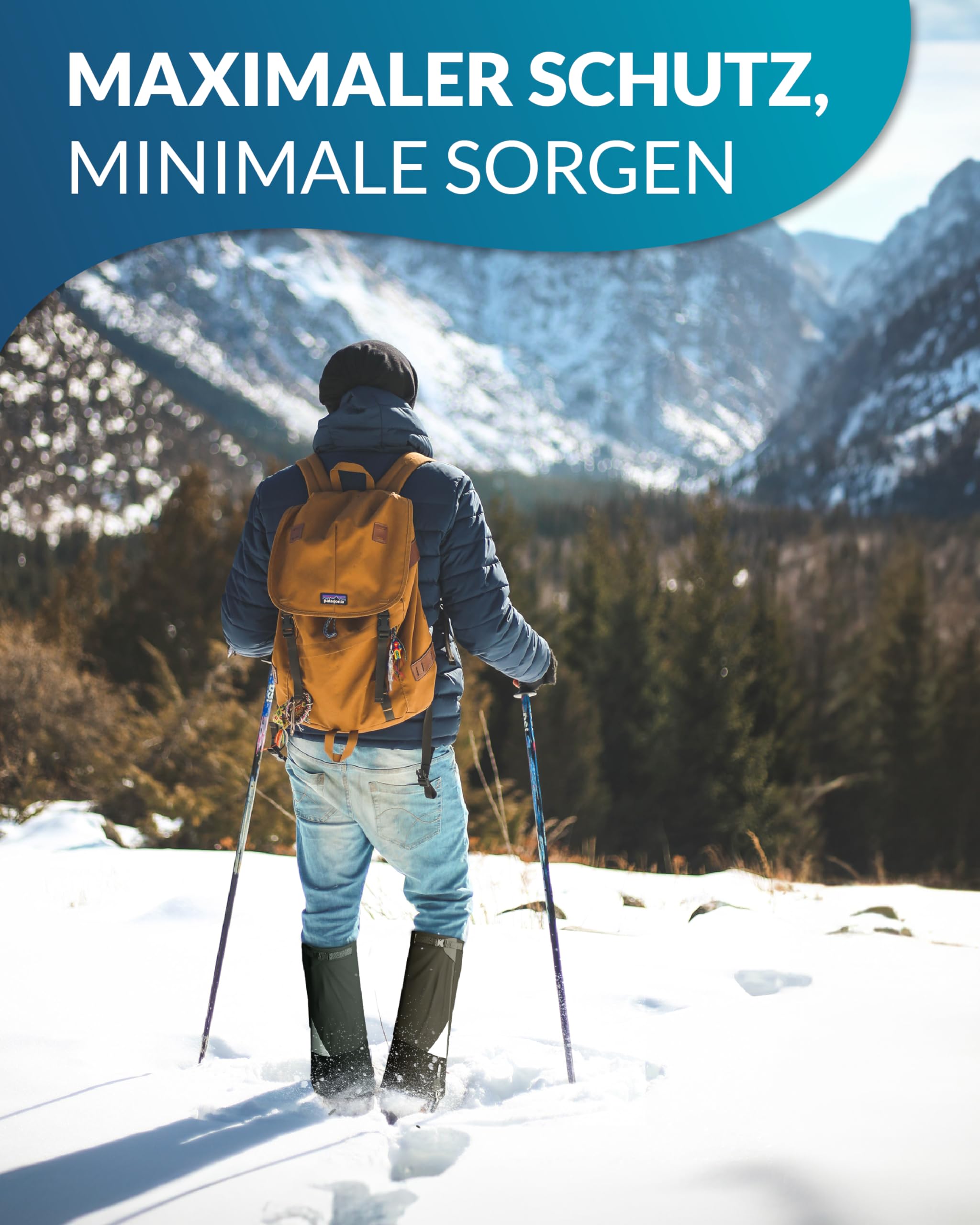 Alpenwert Gamaschen Wasserdicht [Deutsches Start-Up] geschützt beim Wandern, Jagd, Schnee, Winter, Regen Gaiters Regenstulpen für Herren und Damen