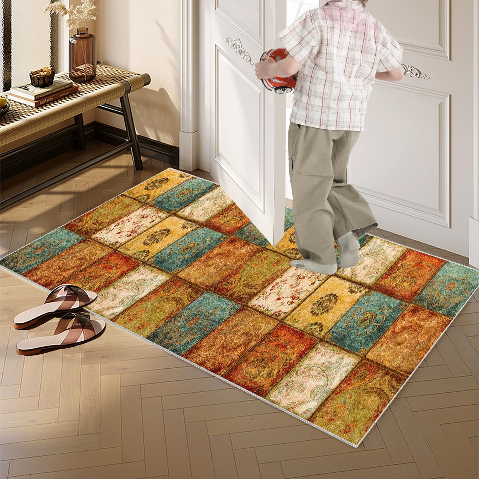 Dywan, bieżnik na korytarz, 80 x 350 cm, antypoślizgowy, dywan do kuchni, kuchni, nadaje się do prania, chodnik do przedpokoju, sypialni, salonu, wejścia