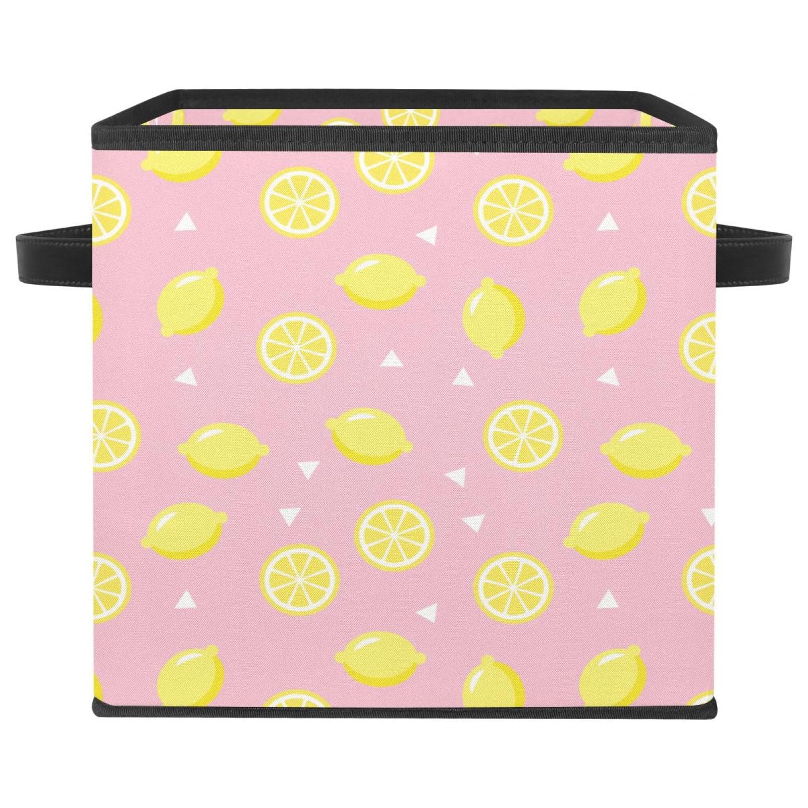 Boîte de rangement tissu pliable motif citron pour éliminer le désordre des armoires