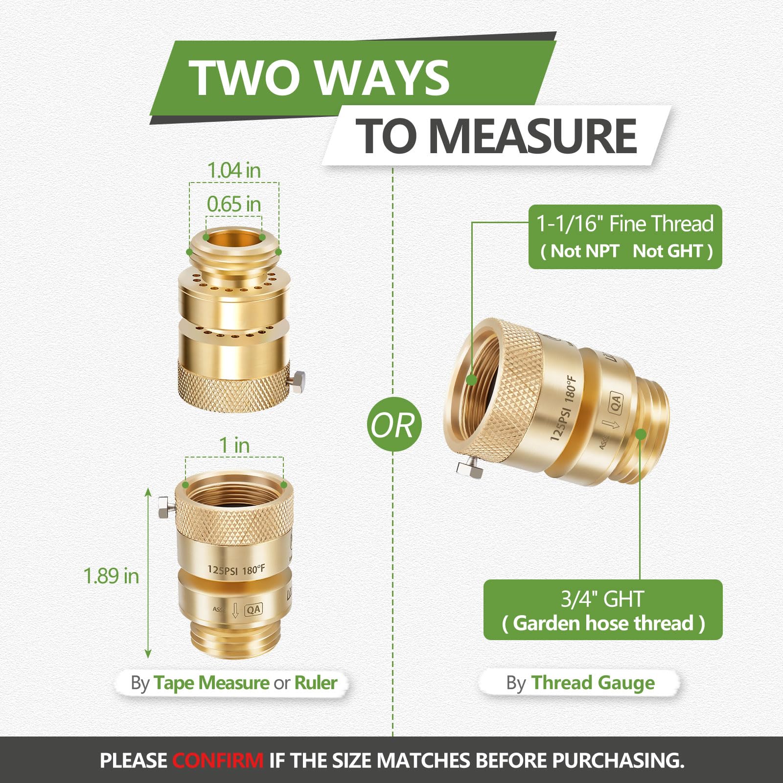 Self-Draining Vacuum Breaker - 1-1/16" Female Fine Thread, Lead-Free Brass, For Hose Bibs - View #2