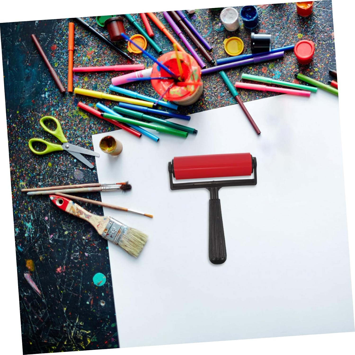 TEHAUX Gel Printing Plate and Integrated Paint Brush with Hand Roller for Precise Application and Vibrant Color Transfer, Reusable Gel Plate Printmaking Tool for Studios and Arts