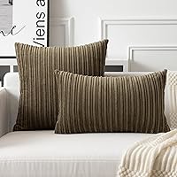 Vista 610 de UGASA - Juego de 2 fundas de almohada de terciopelo a rayas, funda decorativa para cojín con cremallera oculta para el hogar, sofá, dormitorio