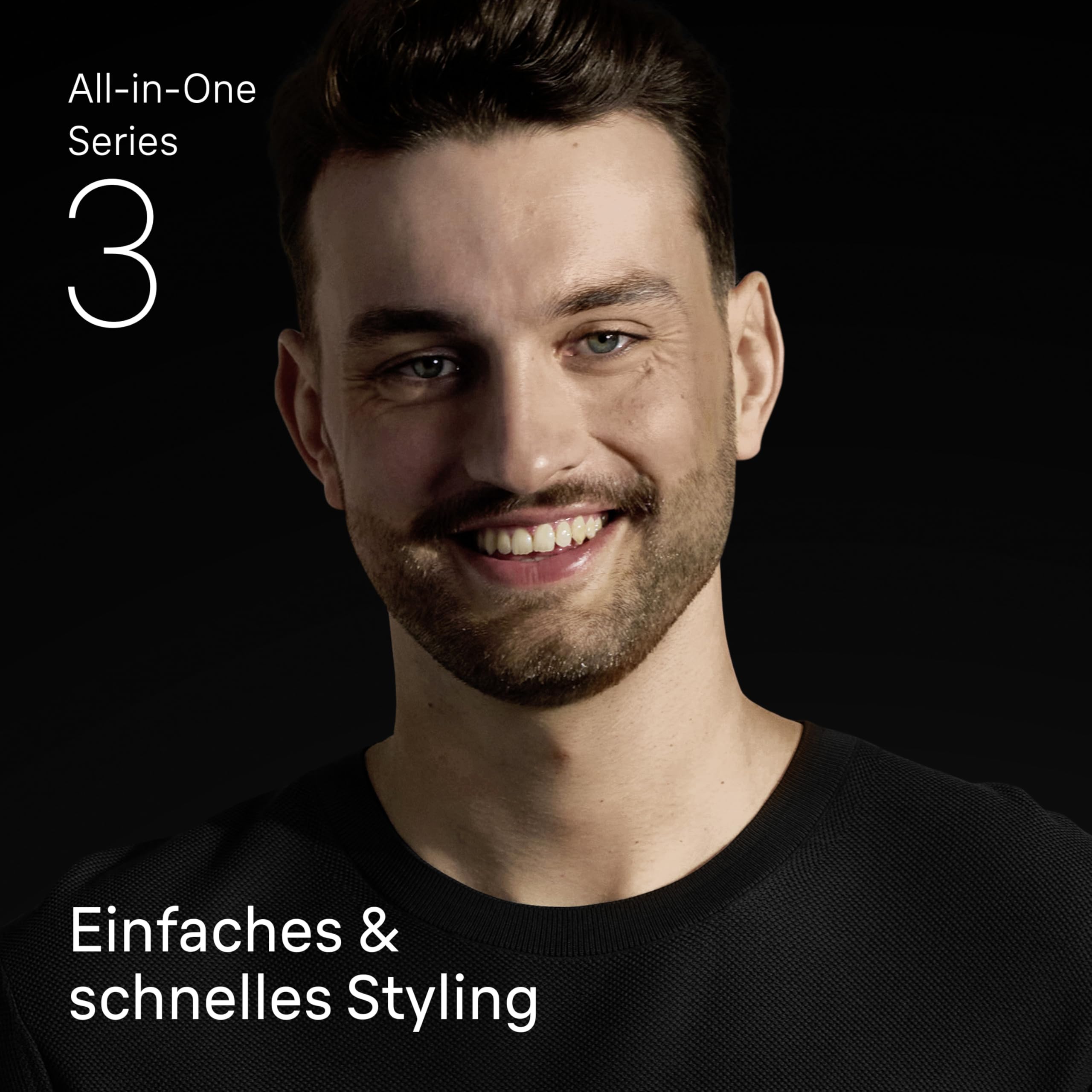 Braun All-in-One Series 3 Trimmer, 4-in-1 Multigroom, Barttrimmer, Haarschneidemaschine, Präziser Schnitt für Bart und Haare, 50 Min Akku, 14 Längeneinstellungen, AIO3500, Grau