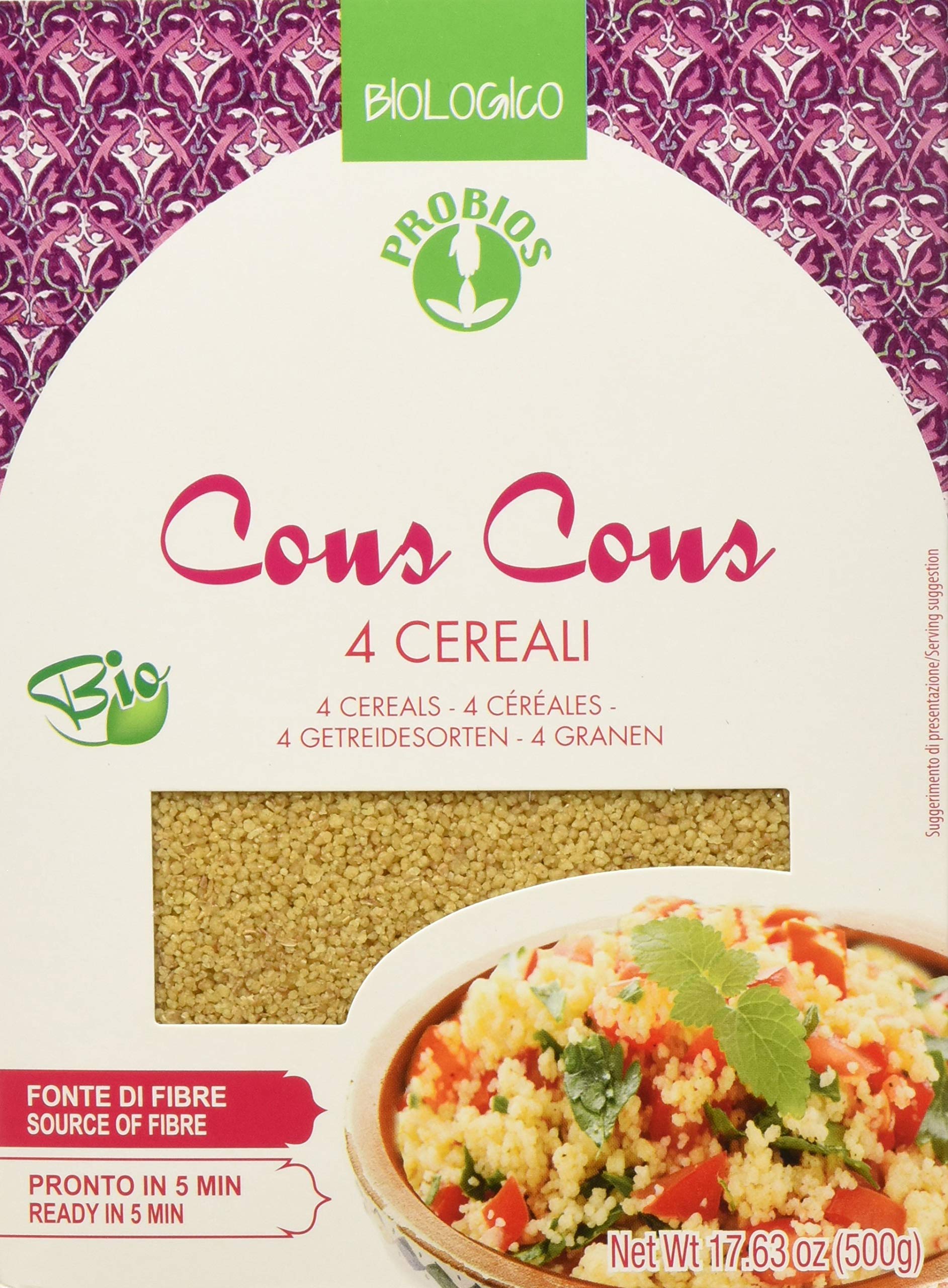 Probios Cuscús con 4 Cereales - Paquete de 12 x 500 gr - Total: 6000 gr