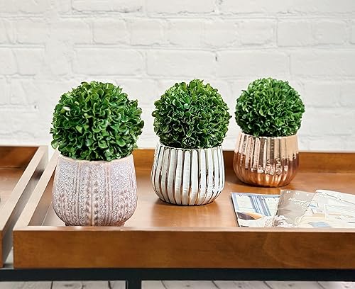 Admired by Nature 3 bolas de 5 pulgadas Topiario de boj artificial, bolas de boj artificiales para macetas para decoración de bodas, decoración del