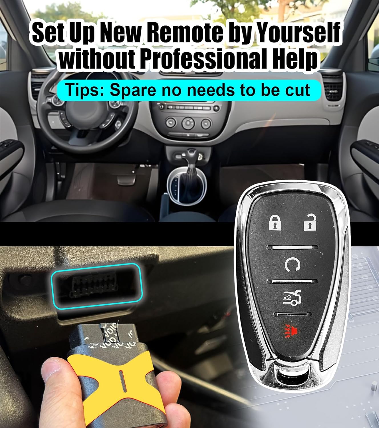 2pcs Smart Proximity Keyless Entry Remote Control Self Programmable Car Key Fob Replacement for Chevrolet Camaro Cruze Malibu 2016-2019 with FCC: HYQ4EA (2pcs self Programming Remote)