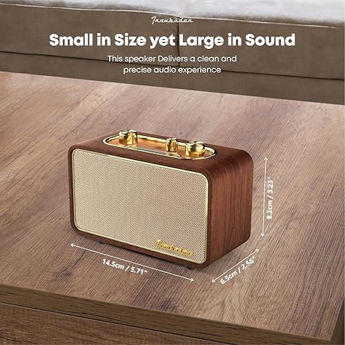 Miniatura 4 de Altavoz Bluetooth retro, radio FMAM de madera vintage, graves de 10 W, batería de 10 horas, placas frontales intercambiables, audio de escritorio