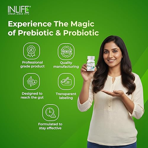 Miniatura 5 de INLIFE Suplemento prebiótico y probiótico para la salud intestinal Bacterias Lactobacillus Probióticos para mujeres y hombres - 60 cápsulas
