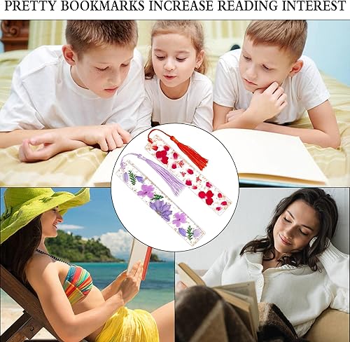 Miniatura 4 de 2 marcapáginas de resina de flores secas para hombres y mujeres, amantes de los libros, hecho a mano, transparente, floral, prensado, marcapáginas,