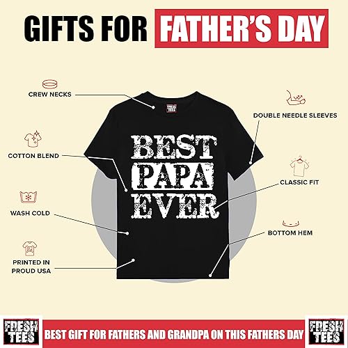 Miniatura 6 de fresh tees Camiseta con texto en inglés Best Papa Ever Camiseta para el Día del Padre Regalos divertidos para marido, papá y abuelo