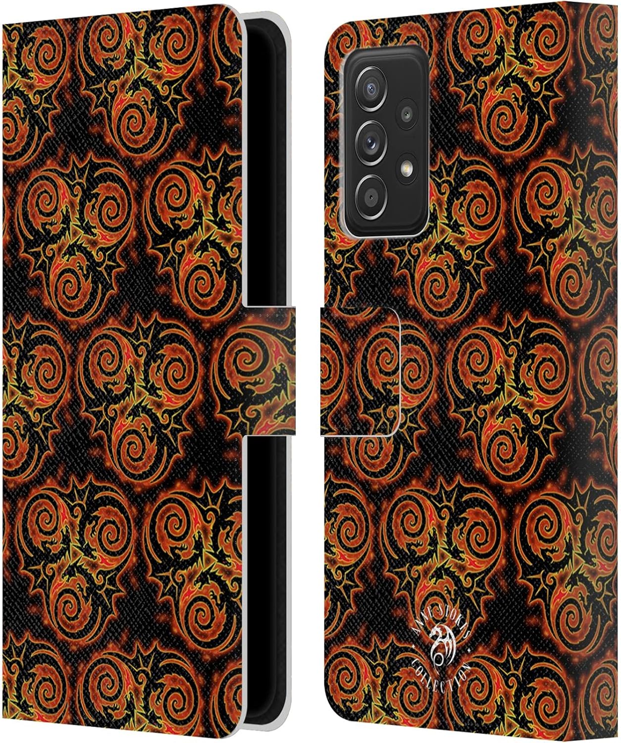 Head Case Designs Officially Licensed Anne Stokes Dragon Sticker Fire Tribal Leather Wallet Case Compatible with Galaxy A52 / A52s / 5G (2021)