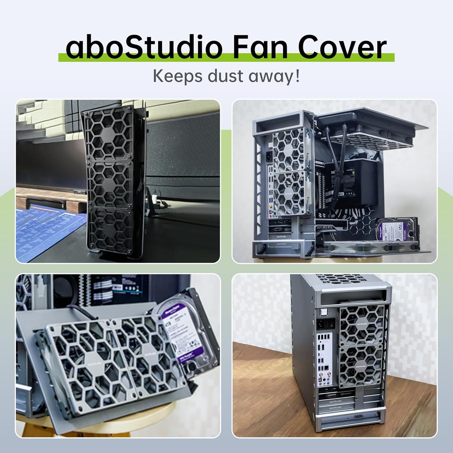 140mm Fan Guard, aboStudio Computer Fan Grill, Aluminum Fan Grill, PC Fan Dust Filter Cover, Fan Protective Cover, 3 Pack, White