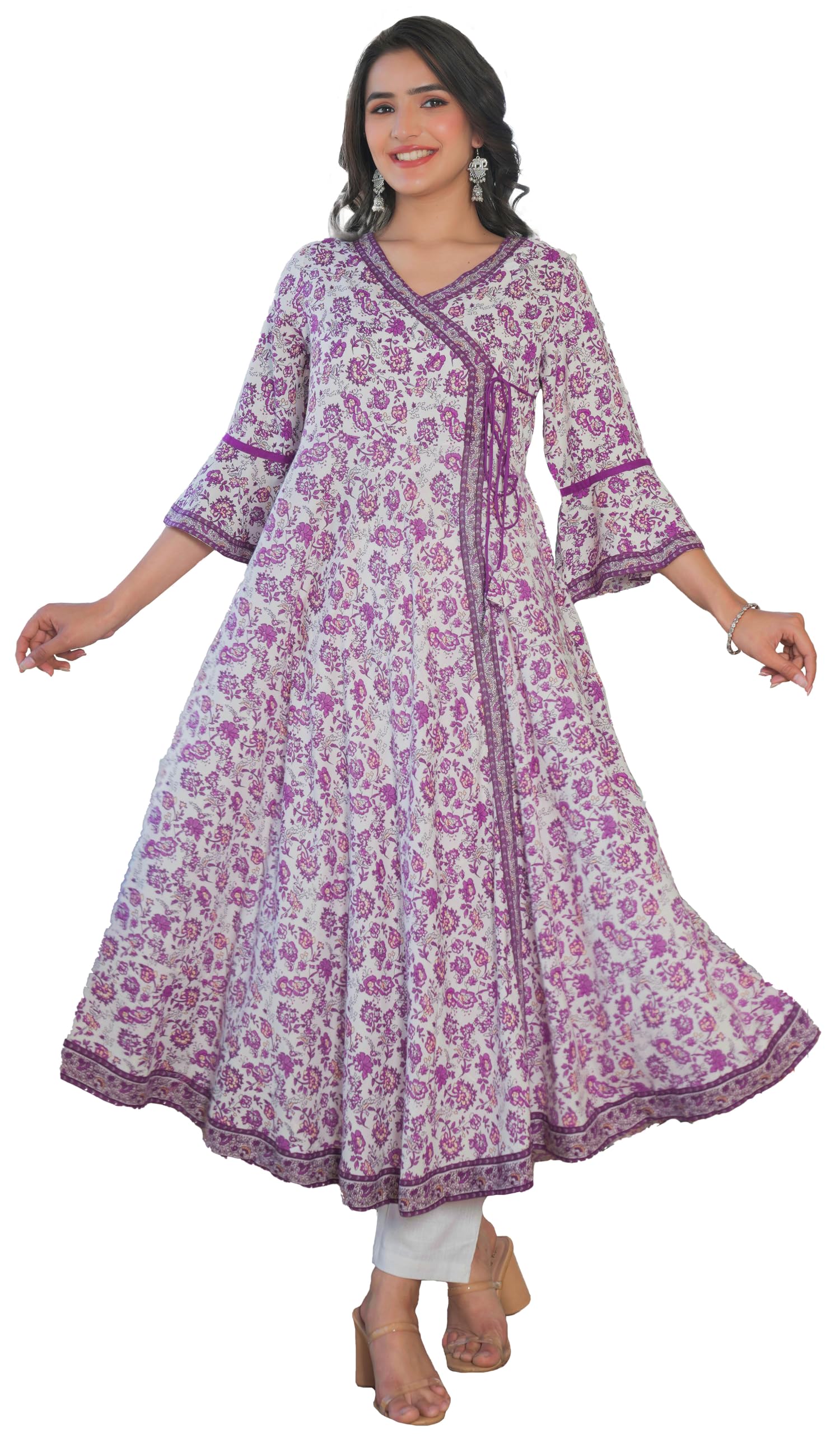 yash gallery Women's Rayon Relaxed Fit Angrakha Kurta-picture-42