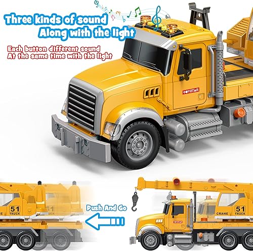 Vista 6 de Dwi Dowellin Juguetes para niños y niñas de 3 años, camión grúa de juguete de construcción con luces y sonidos