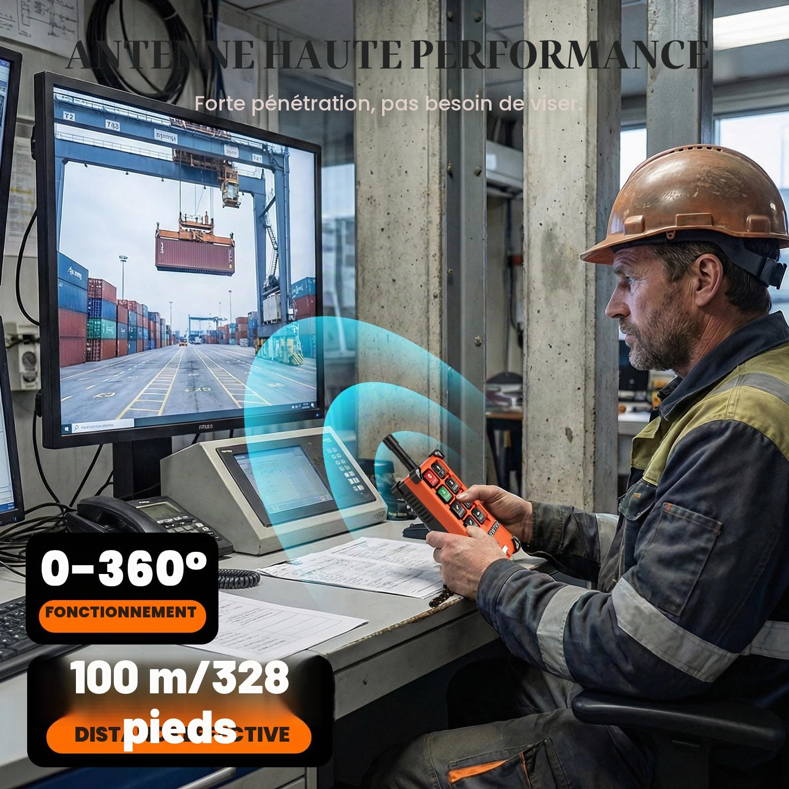 NEWTRY 12V Télécommande pour Grue à Double émetteur Contrôleur Industriel | 6 canaux, portée de 100 m, étanche à IP65, boîtier robuste, signalisation dédiée, pour appareils de levage, grues et camions