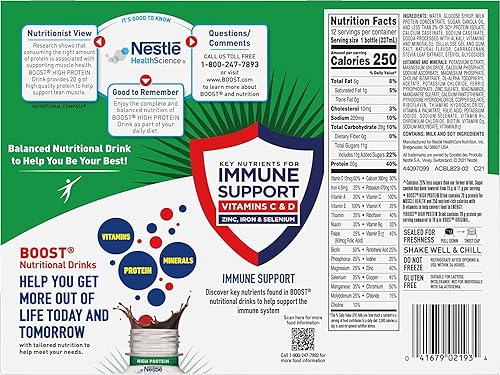 Vista 5 de Boost Bebida nutricional alta en proteínas, chocolate rico, botella de 8 onzas líquidas, paquete de 12 (el embalaje puede variar)