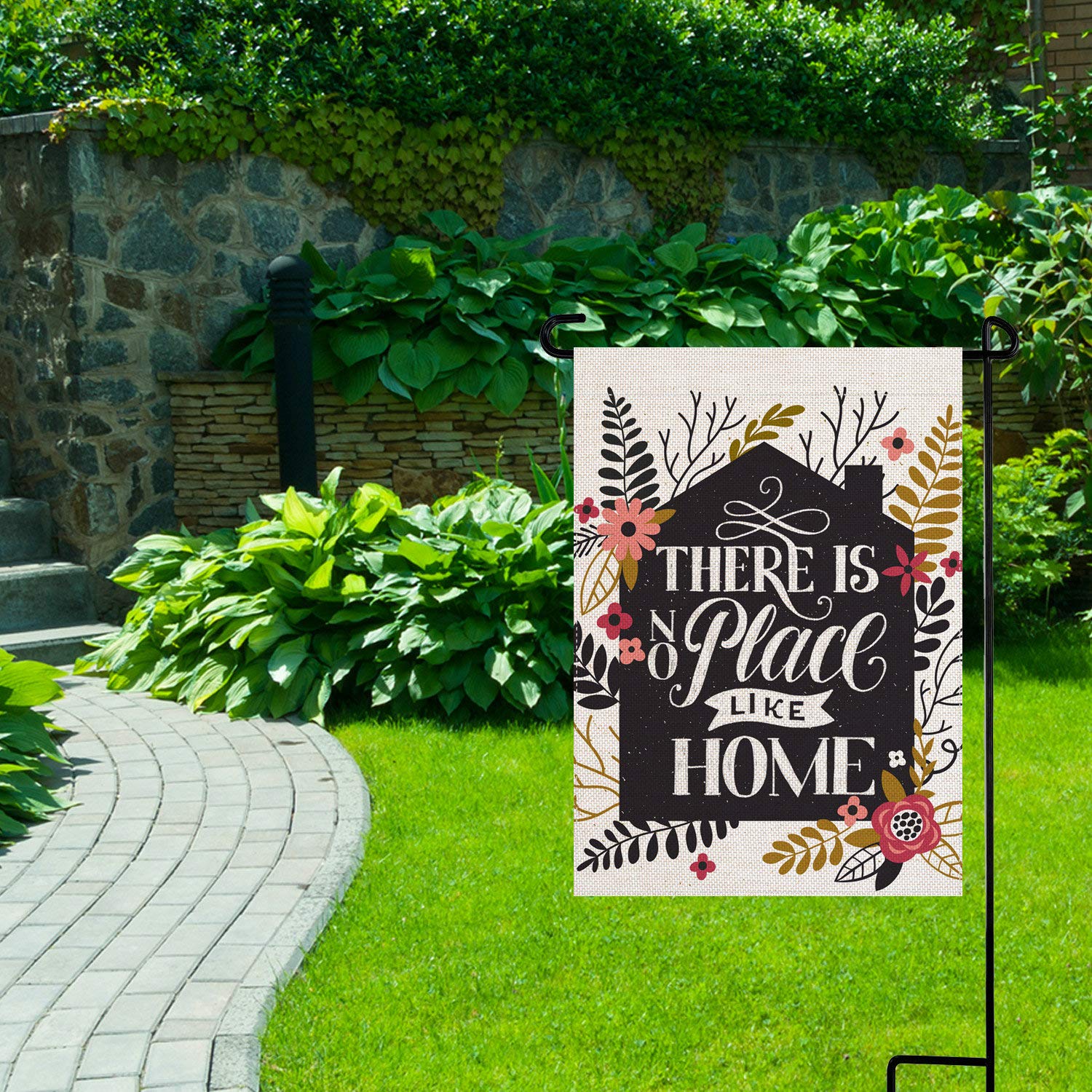 Evergreen Flag Gartenflagge „There's No Place Like Home“ – 30,5x45,7 Cm, Jute, Doppelseitig