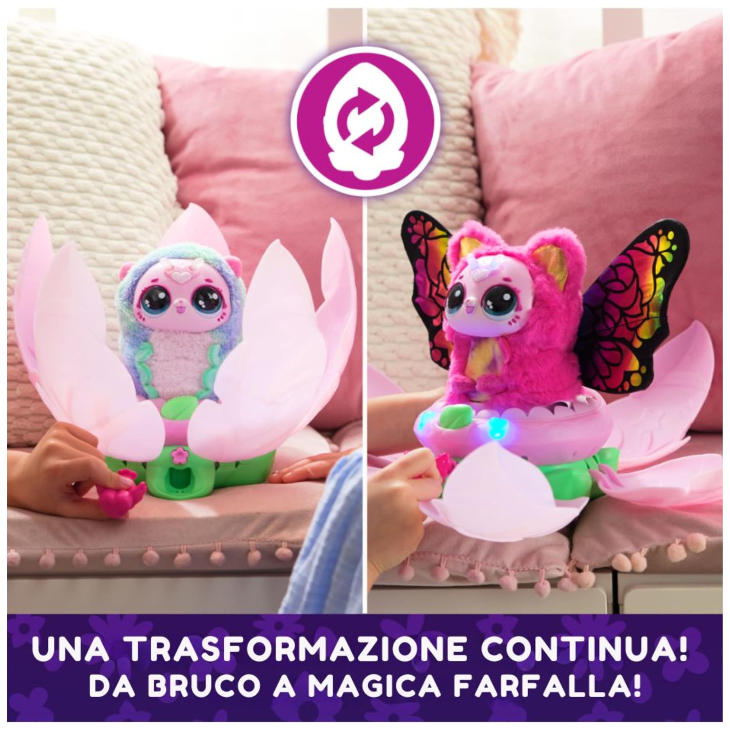 BLOOMABLES, Peluche Interattivo, Fiore che Sboccia e si Trasforma, Trasformazione Ripetibile, Oltre 100 Suoni e Reazioni (Modelli Assortiti) | Giocattolo per Bambine e Bambini dai 4 anni in su