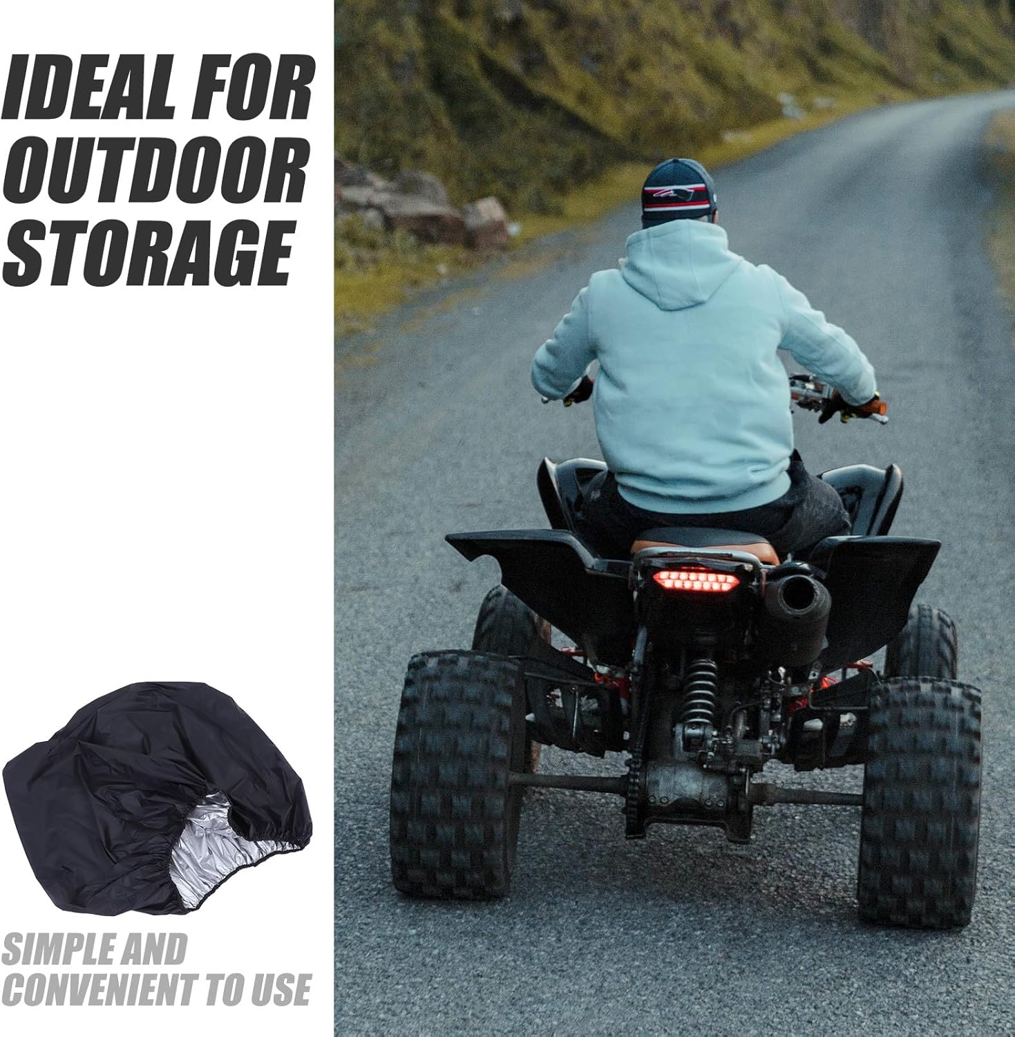 Waterproof Lawn Mower Cover and Atv Storage Cover for Outdoor Garden Tractor, Medium Size 145X85X98Cm, Heavy Duty with Elastic Cord for Patio and Yard Protection