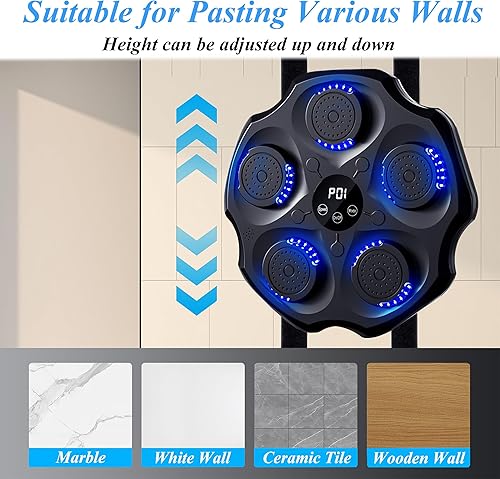 Miniatura 6 de Máquina de boxeo de música, punzonadora de música inteligente Bluetooth con guantes, blanco de boxeo electrónico de gran tamaño montado en la pared