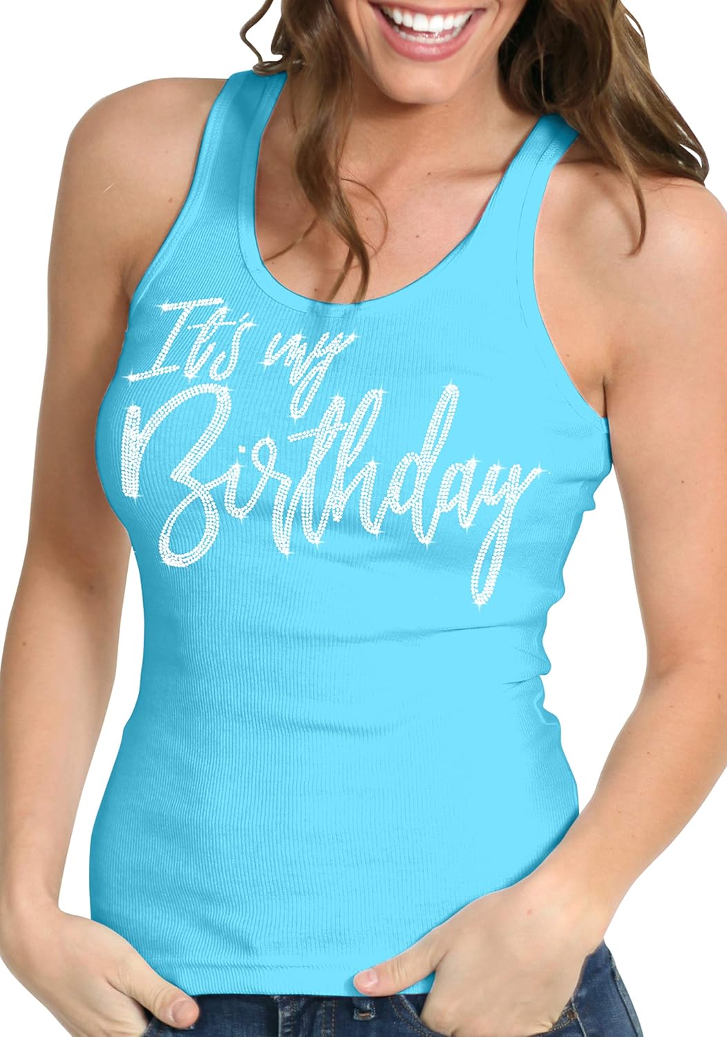 Birthday Shirts for Women - Rhinestone Its My Birthday Tank Top - Birthday Party Squad Shirts: Clothing