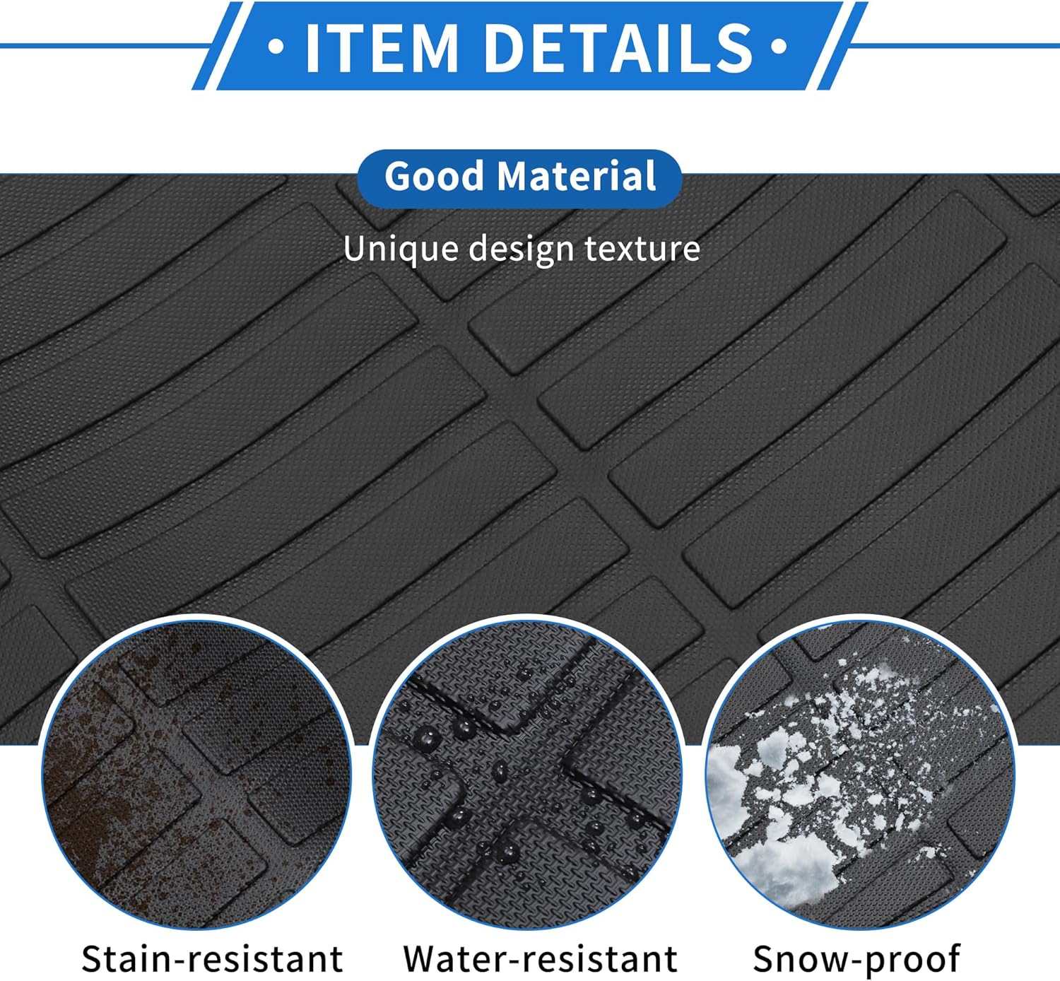 1 Pc Cargo Liner Rear Trunk Mat for Toyota 4Runner 5seat 2003-2009 Anti-Slip TPE Black Trunk Cargo Luggage Boot Tray Mat Flat Face Long Stripe Pattern