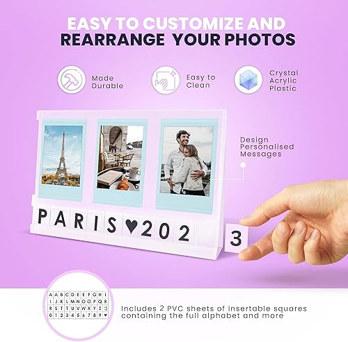 Miniatura 3 de Marco Instax para Fujifilm Instax Mini accesorios de película, marco acrílico, pantalla de fotos Instax de escritorio con mensaje personalizado,