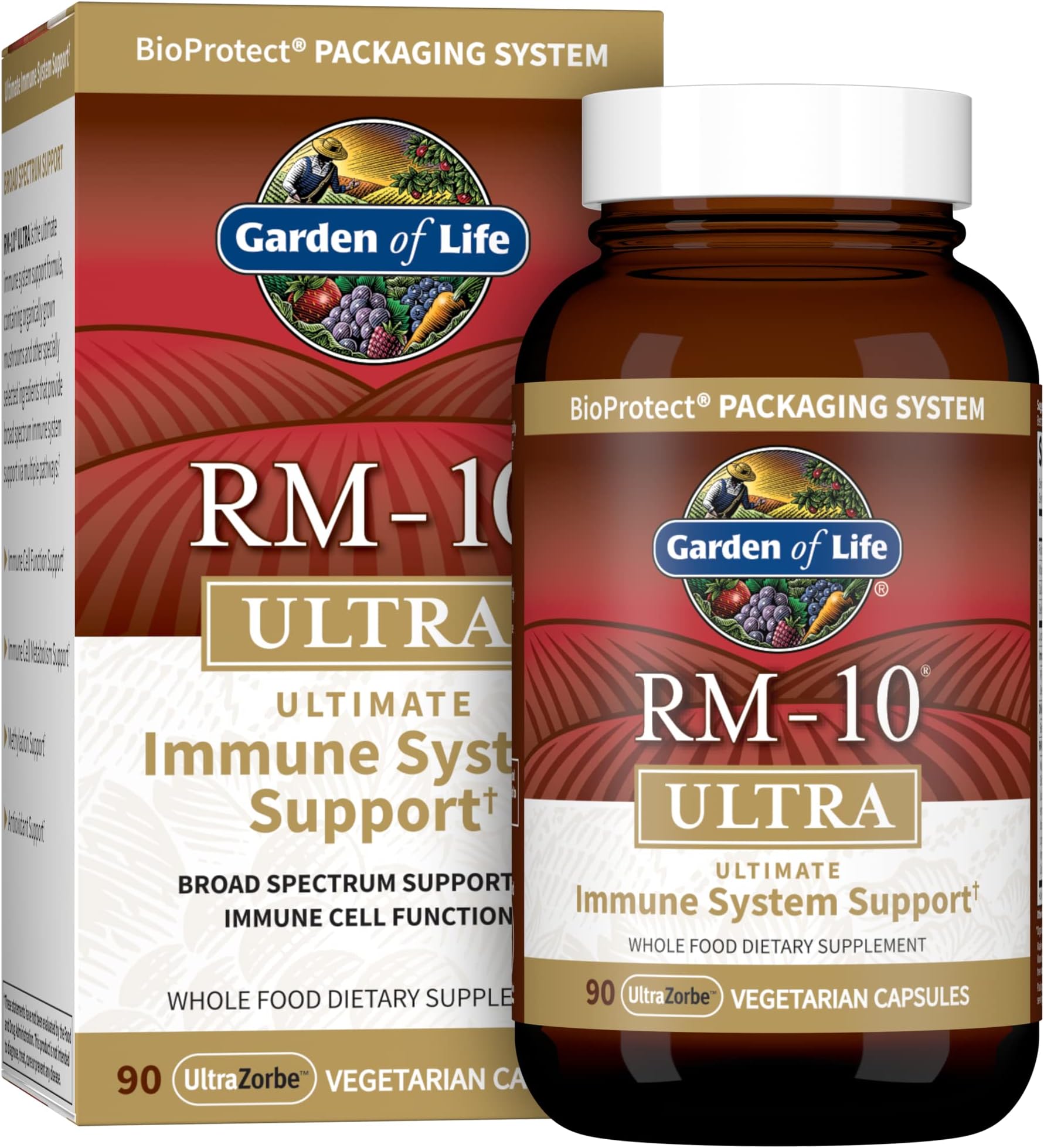 Garden of Life RM-10 Ultra Ultimate Broad Spectrum Immune Support System for Cell Function, DNA Methylation Complex & Organic Mushroom Blend, 90 Count