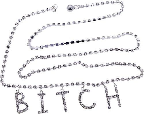Arsimus Rhinestone Bitch Belly Waist Chain Belt (Bitch)