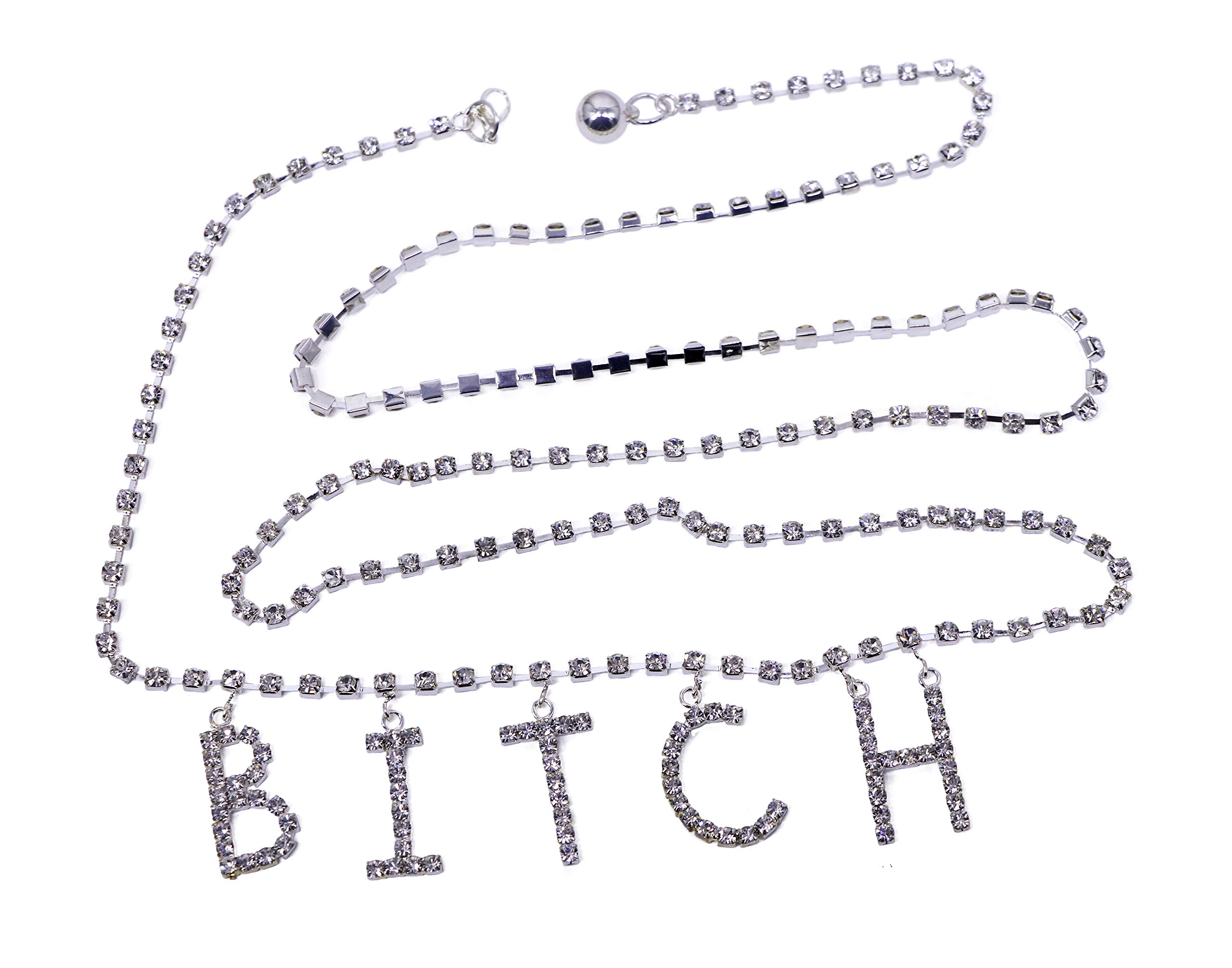 Arsimus Rhinestone Bitch Belly Waist Chain Belt (Bitch)