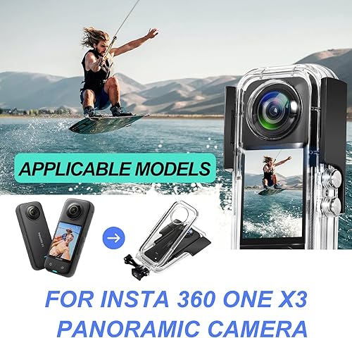 Miniatura 6 de Carcasa de buceo invisible para Insta360 X3,164.0 ft (164 pies) de profundidad subacuática, funda protectora antiarañazos accesorios con accesorios