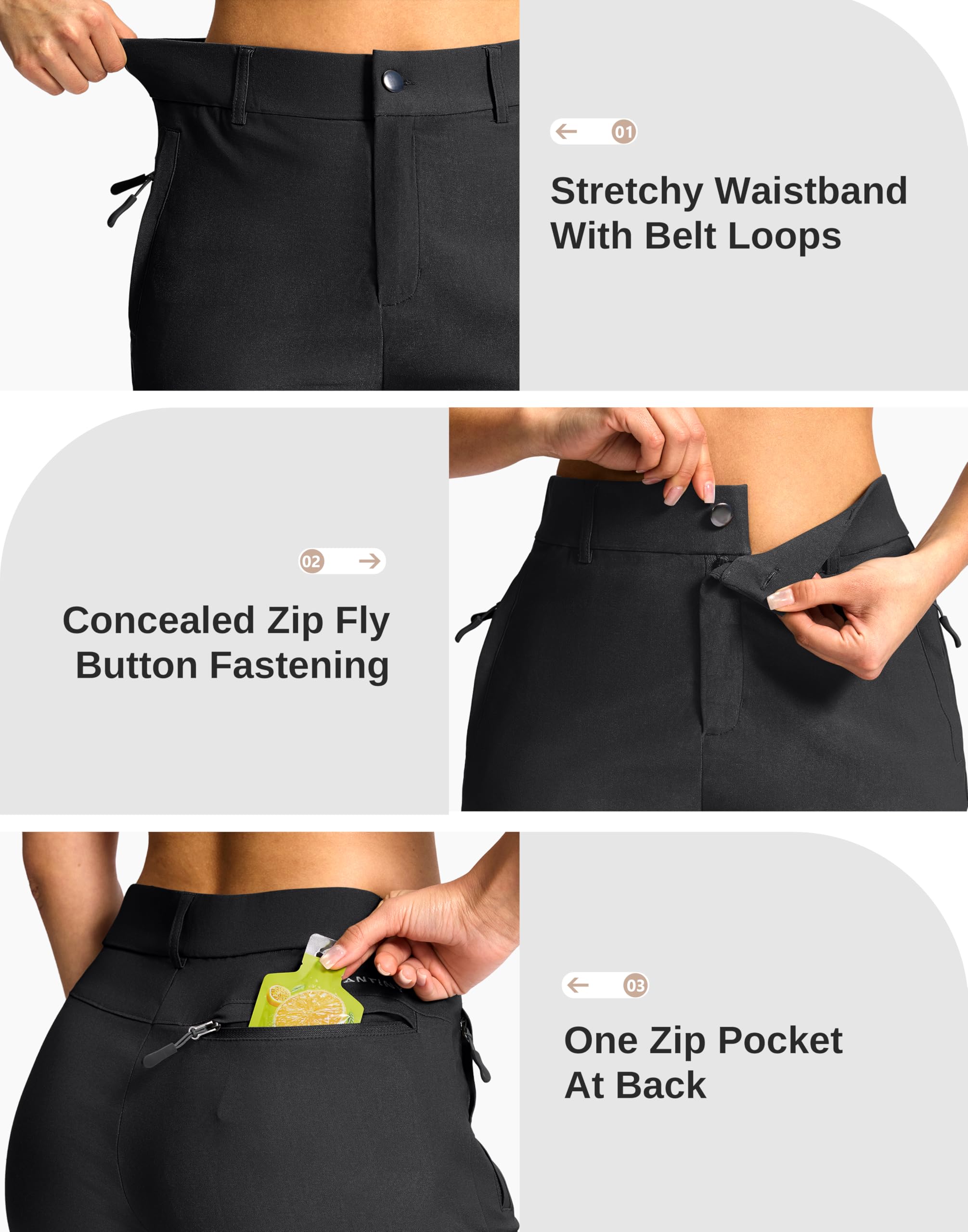 SANTINY Women's 5"/7" Hiking Golf Shorts with 3 Pockets Stretch Quick Dry Outdoor Travel Work Shorts for Women Casual Summer — view 5