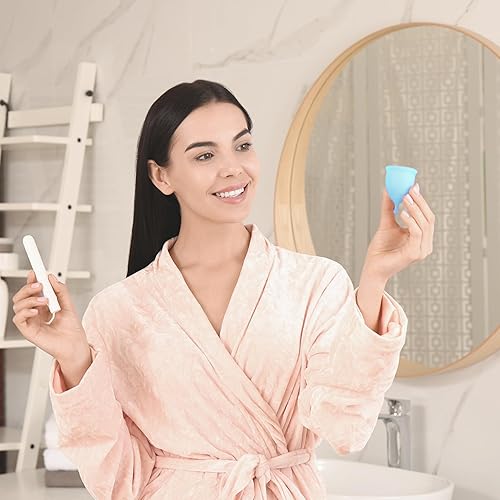 Vista 8 de EcoBlossom Reusable Menstrual Cup Set - The Most Reliable Medical Grade Silicone Period Cups - Comfortably use for 12 Hours (Small & Large)