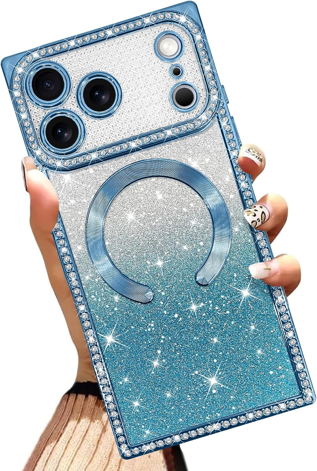 AIGOMARA Case For IPhone 15 Pro Max [Compatible With MagSafe] Gradient Gold Glitter