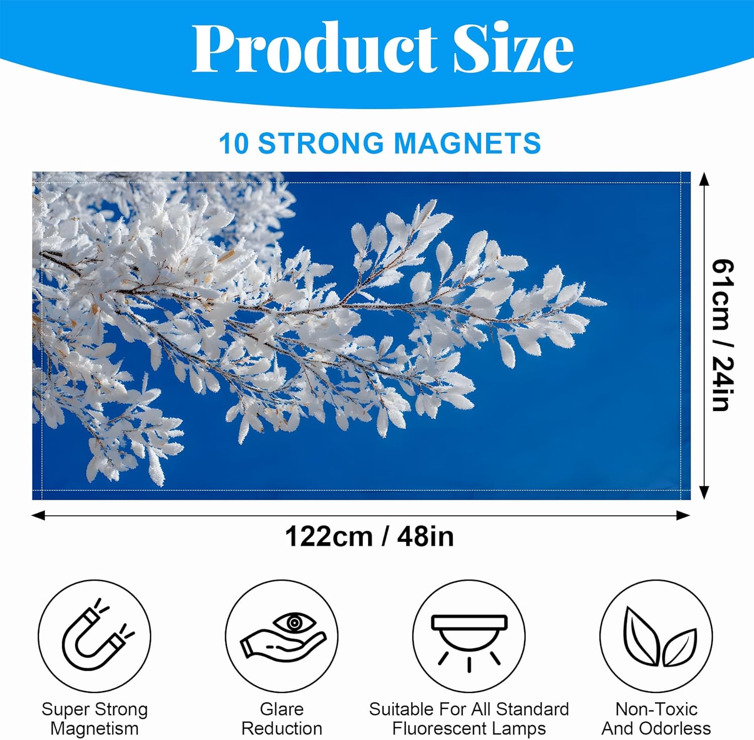 2 Pack Fluorescent Light Covers- 4 x 2 Feet Magnetic Ceiling Light Cover Room Supplies (Snowflake)