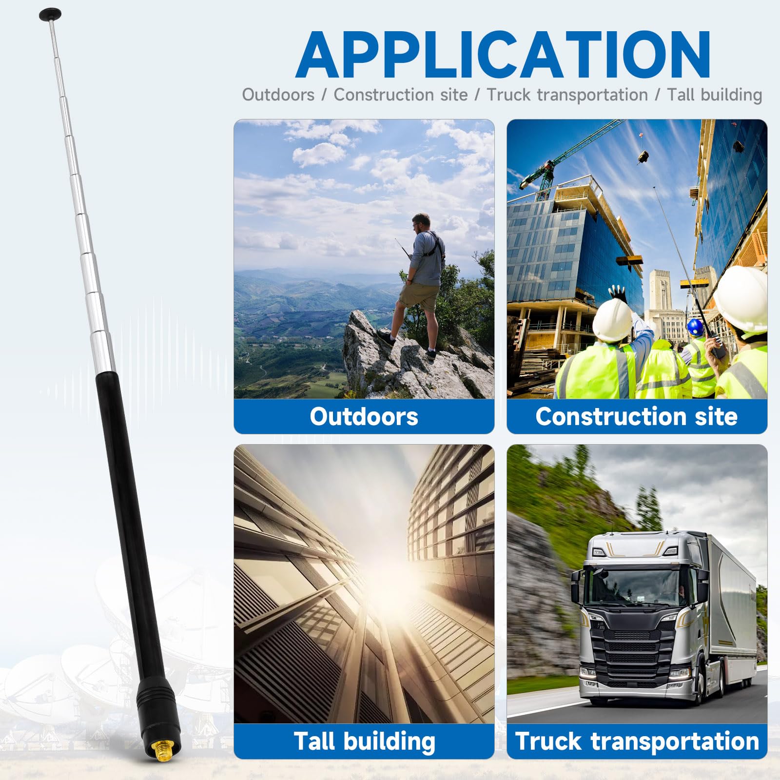 Eightwood Walkie Talkie Antenna Dual Band 144/430 MHz SMA Telescopica per Baofeng UV-82 UV-5R RT Quansheng