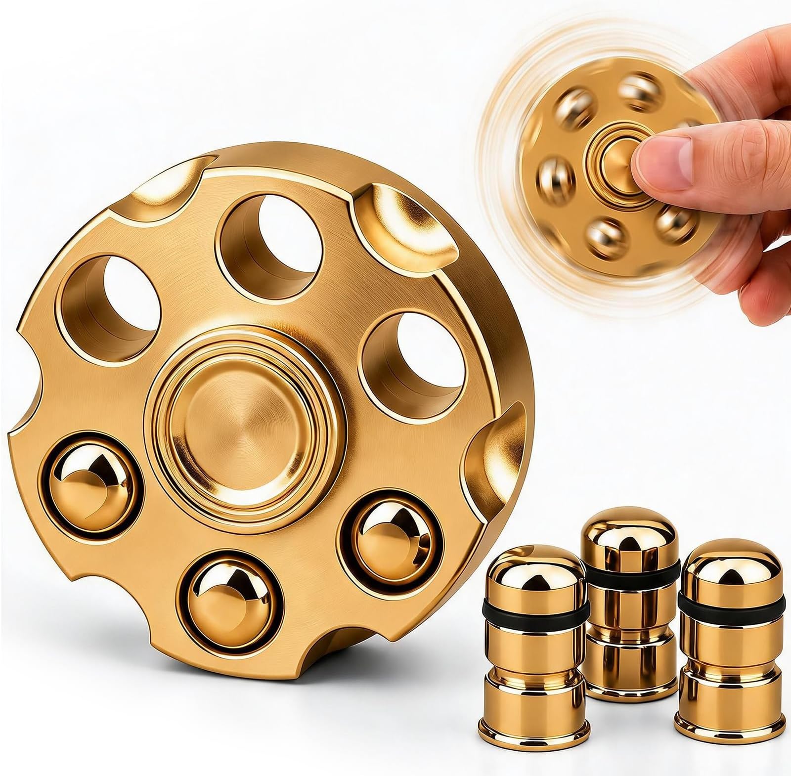 Umnodobn Alloy Metal Fidget Spinners Toy for Kids Adults- Cool Sensory Handheld Finger Hand Cube Spiner for Stress Relief, Desk Toys Gift for Office, Holiday Stocking Stuffer, Chirstmas Present Gold