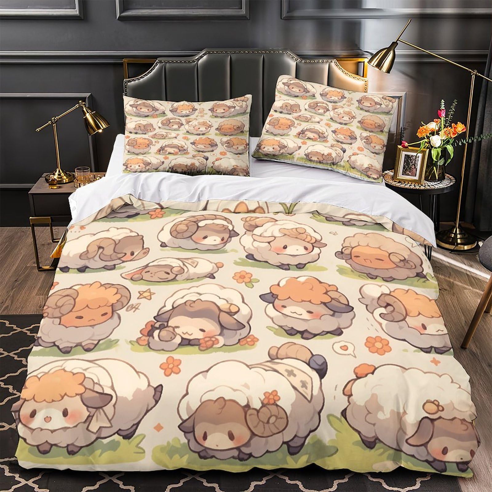 Housse de Couette Chiot Mignon 260x220cm en Microfibre Douce pour Parure de Lit Ado