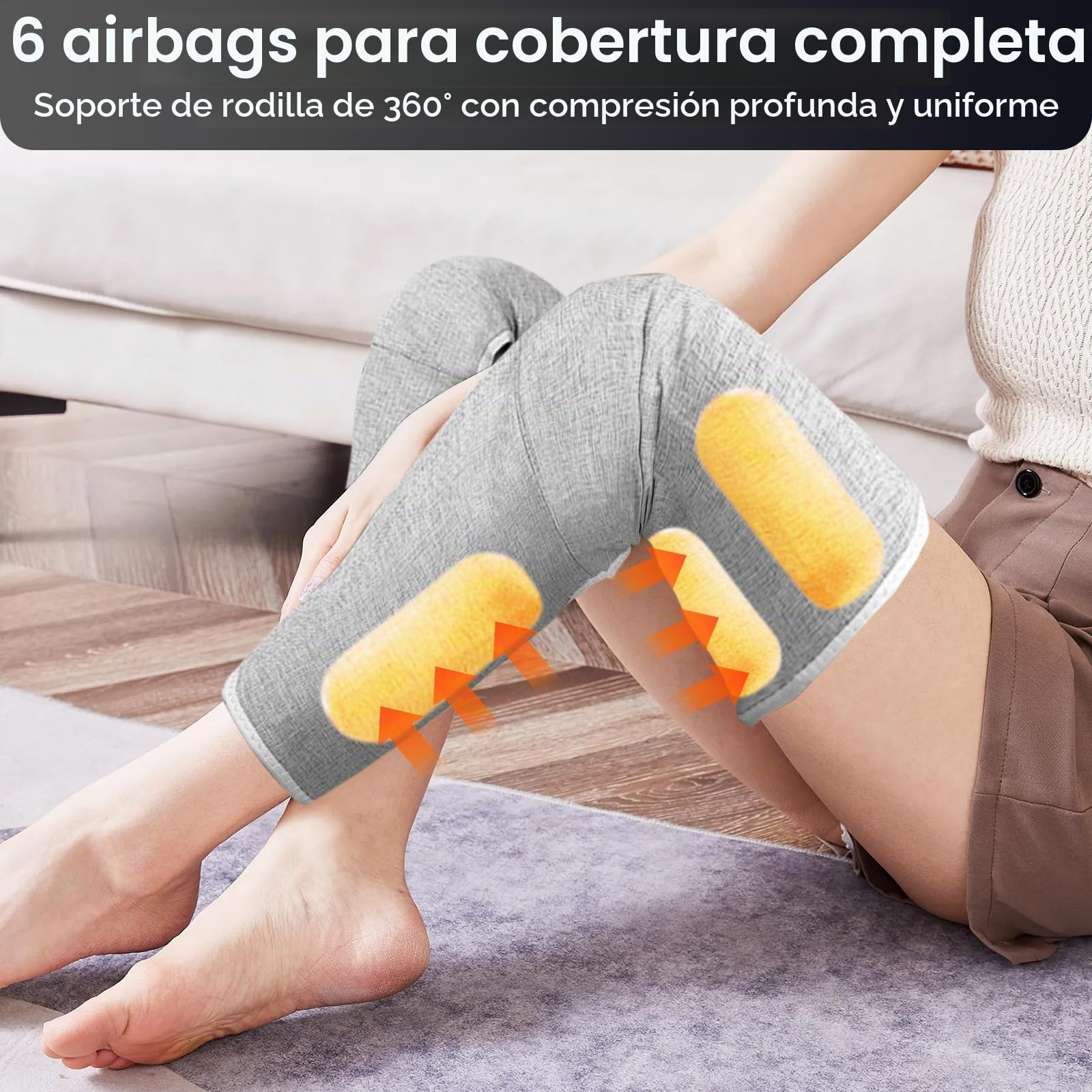 Masajeador de Piernas, Masajeador de Pantorrillas con 3 Modos de Masaje, 3 Niveles de Intensidad, 3 Funciones de Calor Tamaño Ajustable Regalo para Madre, Padre o Personas Mayores (1 Unidad)