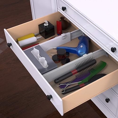 Miniatura 5 de Lavish Home Divisor y organizador de cajones expandibles, juego de 2 separadores ajustables para el hogar, cocina, tocador, dormitorio, baño y más