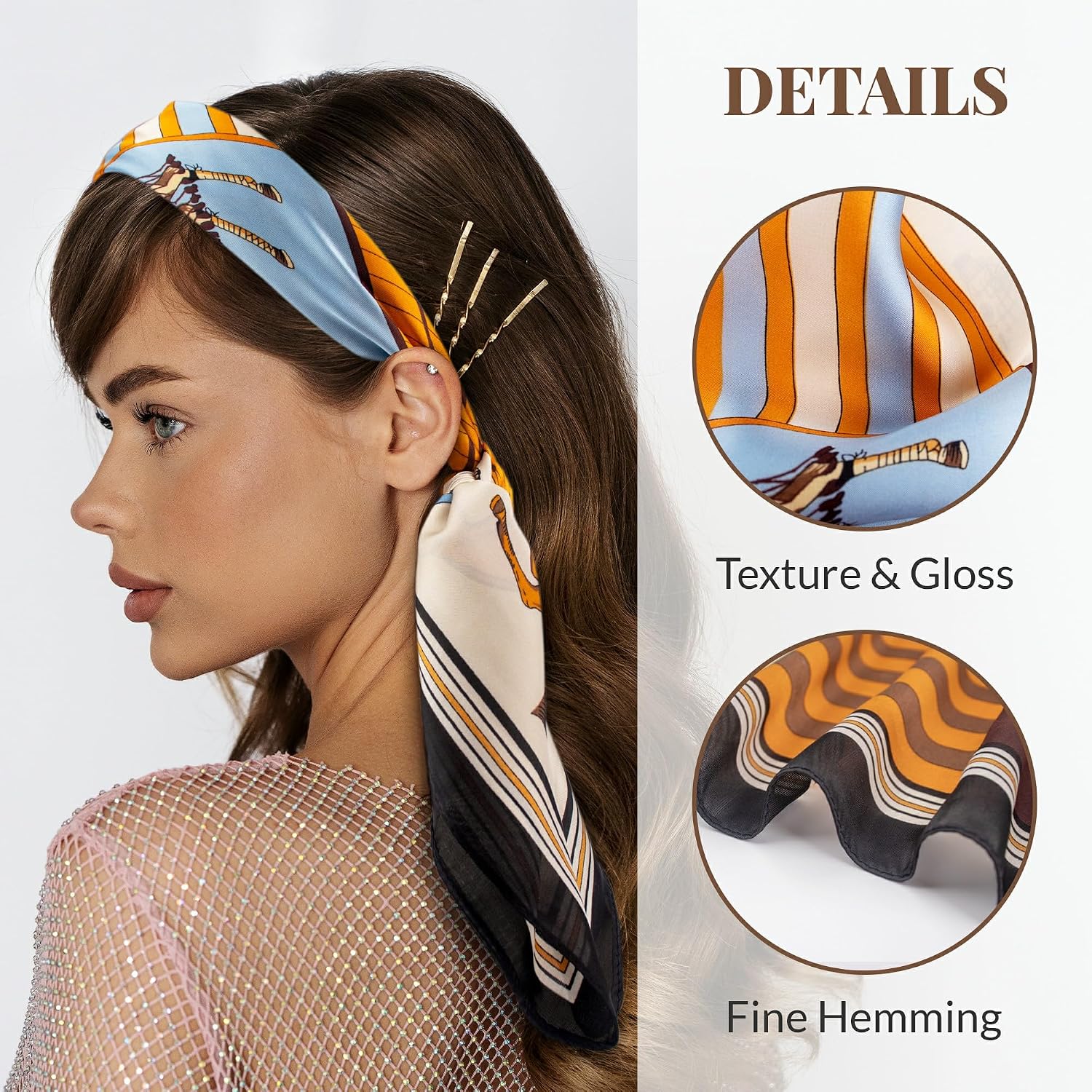 Silk Feeling Head Hair Scarf for Women Neck Square Scarves 27.5”X27.5” Birthday Mother's Day Gifts image 4