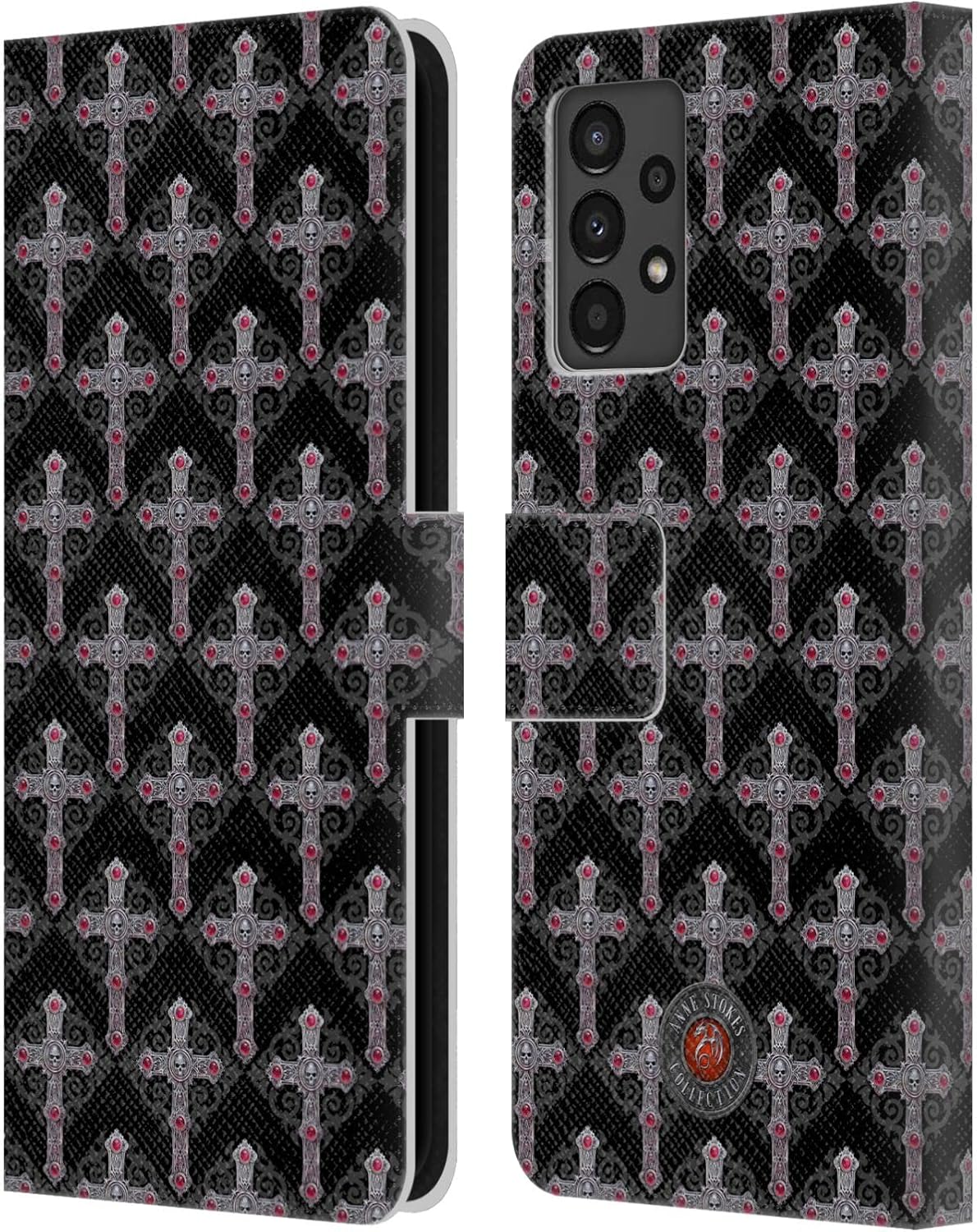 Head Case Designs Officially Licensed Anne Stokes Cross Gothic Pattern Tribal Leather Wallet Case Compatible with Samsung Galaxy A13 (2022)