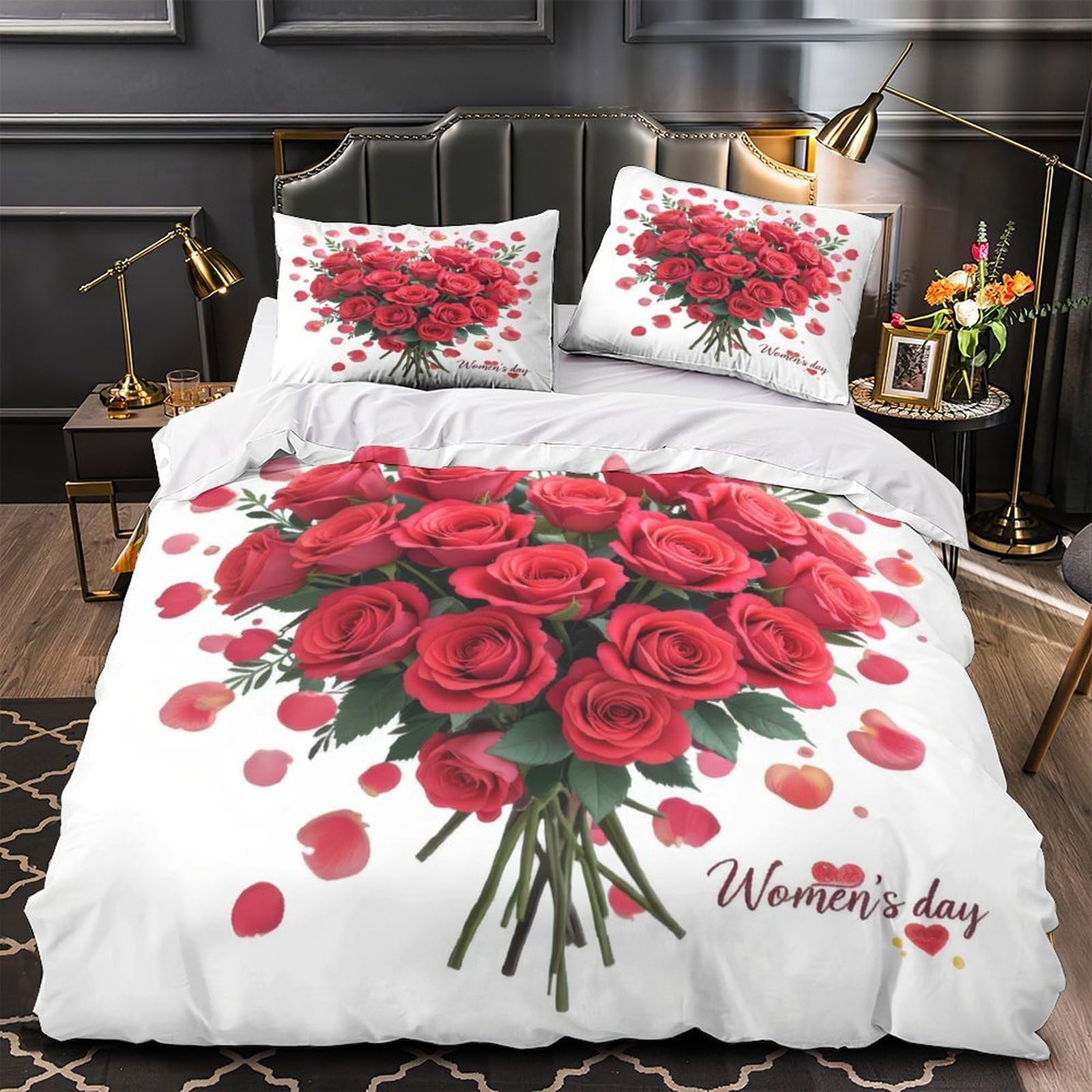 Housse de couette rose rouge hypoallergénique sans acariens 200x200