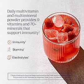 Trace Minerals Power Pak Multivitamin and Multimineral Packets - Electrolyte Support - 1200 mg Vitamin C plus 70+ Trace Minerals - Raspberry Flavor - 30 Packets