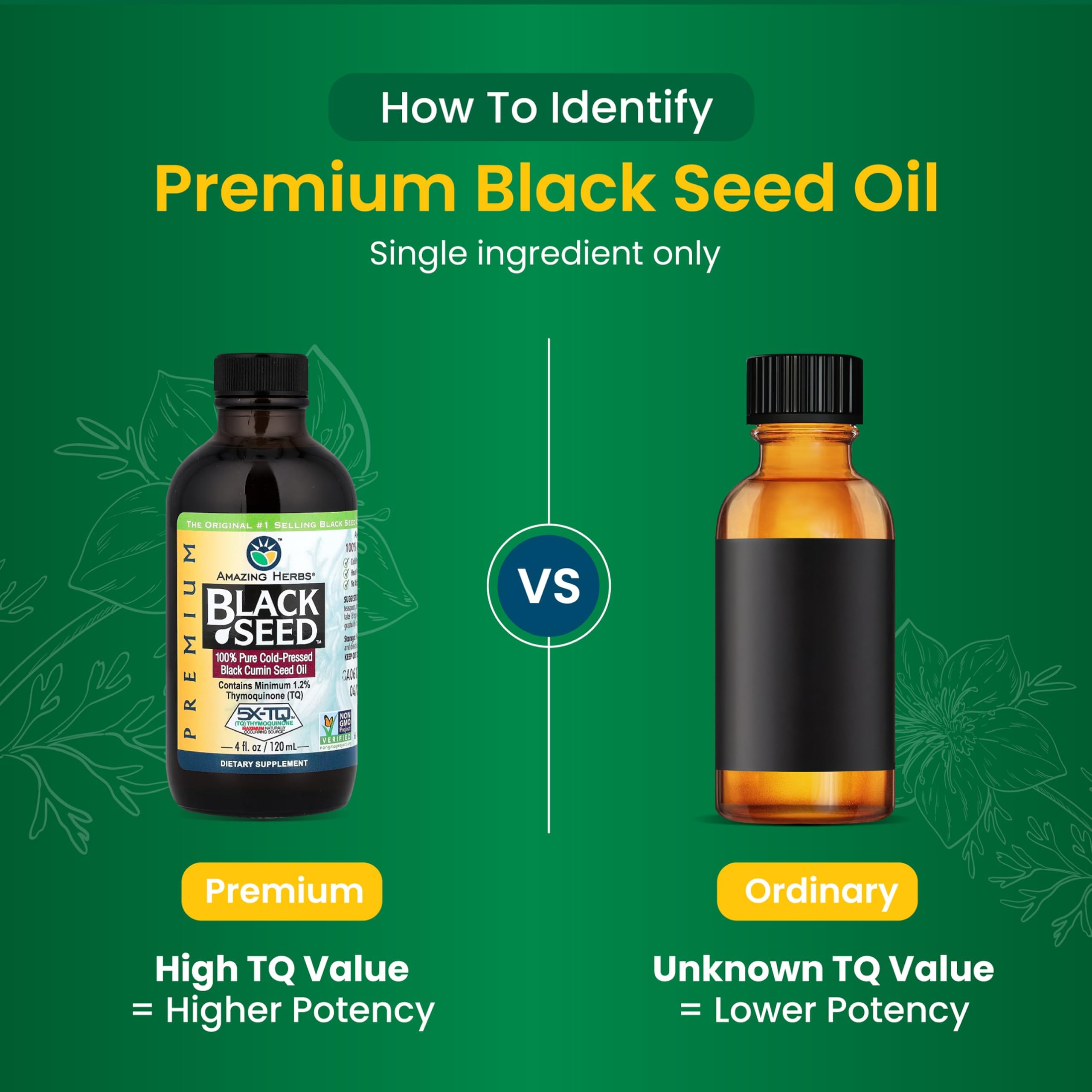 Amazing Herbs Premium Black Seed Oil Liquid - 4 Fl Oz Glass Bottle — Amazon image 4