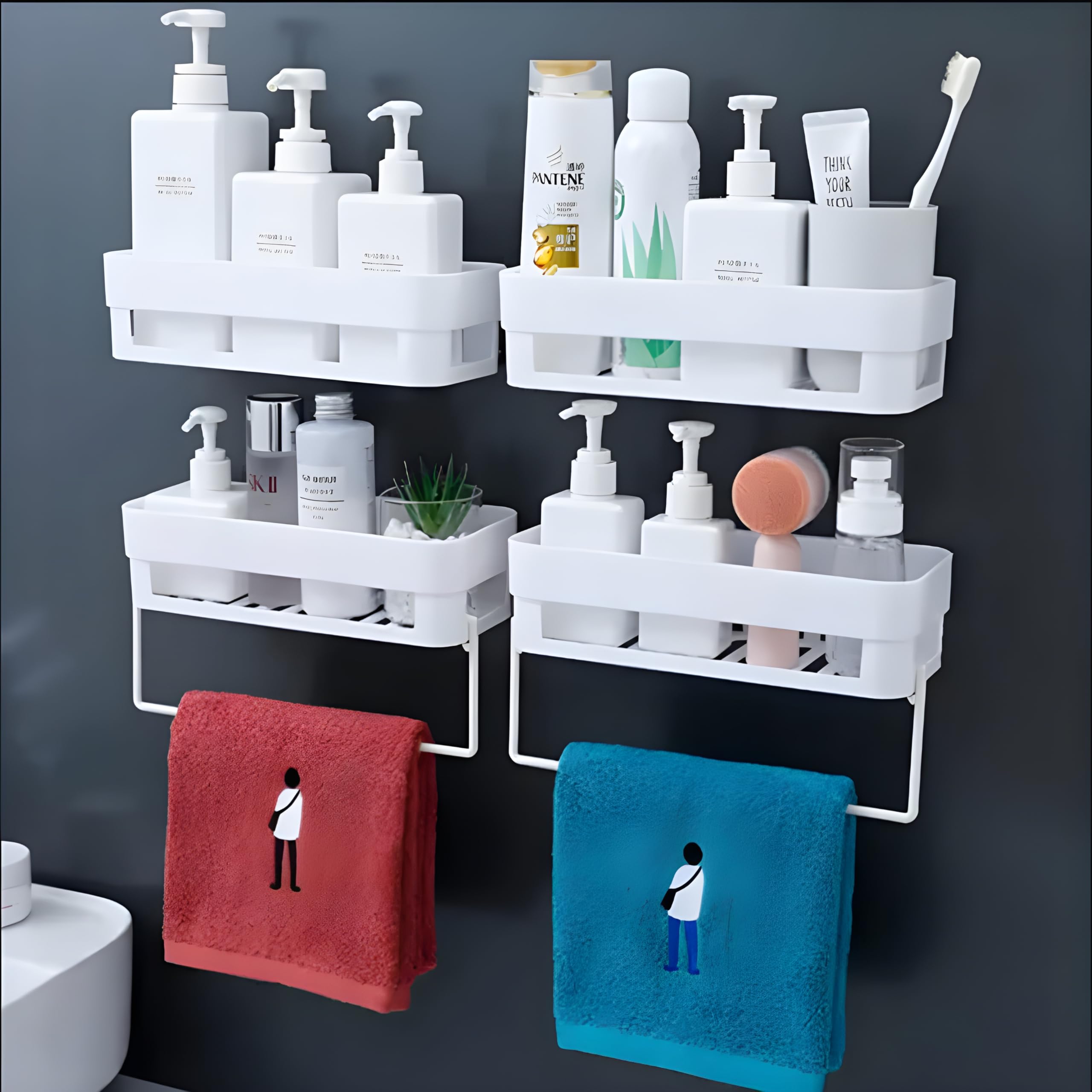 HOUSE OF VIPA Plastic Wall Shelves Kitchen Bathroom Shelf Self-Adhesive Sticker Hooks Multipurpose Wall Holder Bathroom Storage Rack Box Strong Shower Rack Shelf (B097RXJ3CK) Amazon Price History, Amazon Price Tracker