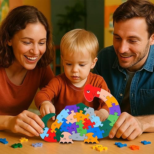 Miniatura 4 de LovesTown Rompecabezas de madera de animales para niños pequeños, bloques de construcción del alfabeto para niños, rompecabezas de aprendizaje de