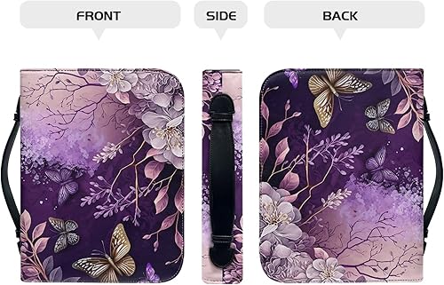Miniatura 9 de Bengbobar Funda para la Biblia con asa, funda de cuero de flores rosas para la Biblia para hombres y mujeres, accesorios de la Biblia de mariposas,